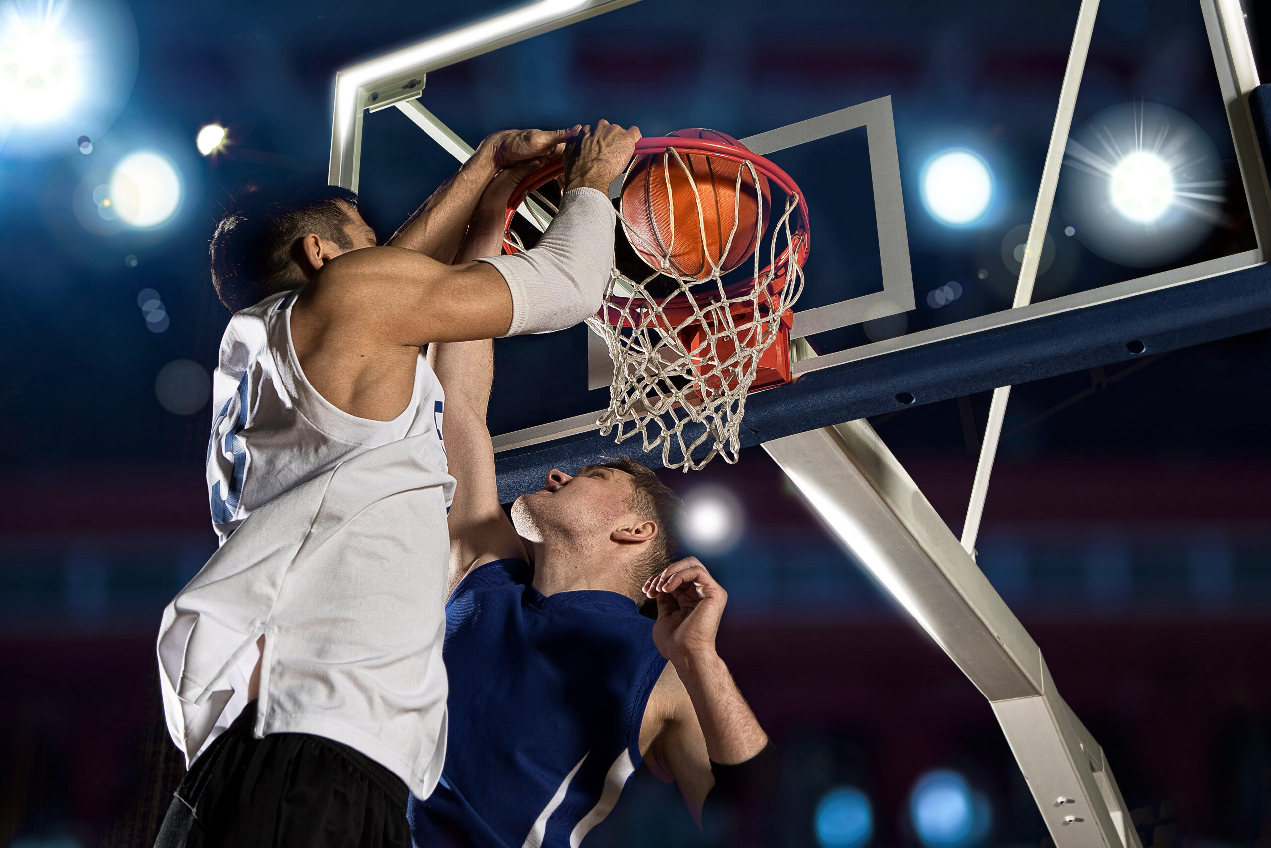 Two,Basketball,Players,In,Action,In,Gym