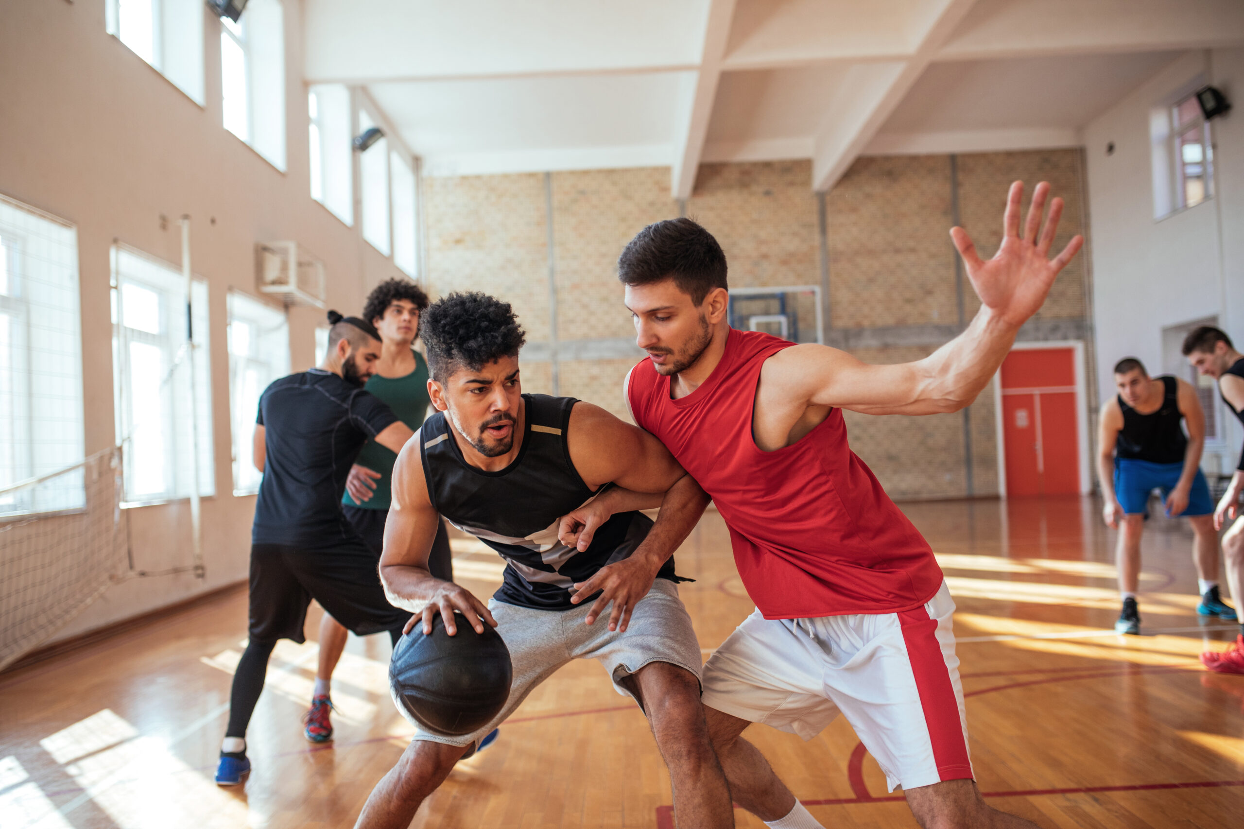 Shot,Of,Young,Ethnic,Basketball,Players,Practicing,For,A,Game